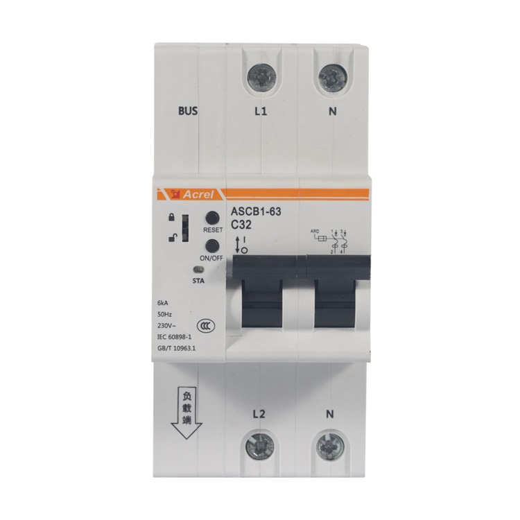 智慧型小型断路器ASCB1-63-C16-2P额定电流16A 2极远程控制定时控制本地手动推杆多种保护方式安科瑞供图片